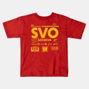 Vintage Moscow SVO Airport Code Travel Day Retro Travel Tag Kids T-Shirt